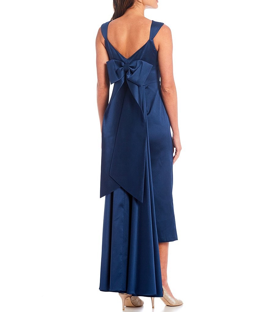 Aidan Mattox Stretch Mikado V-Bow Back Gown