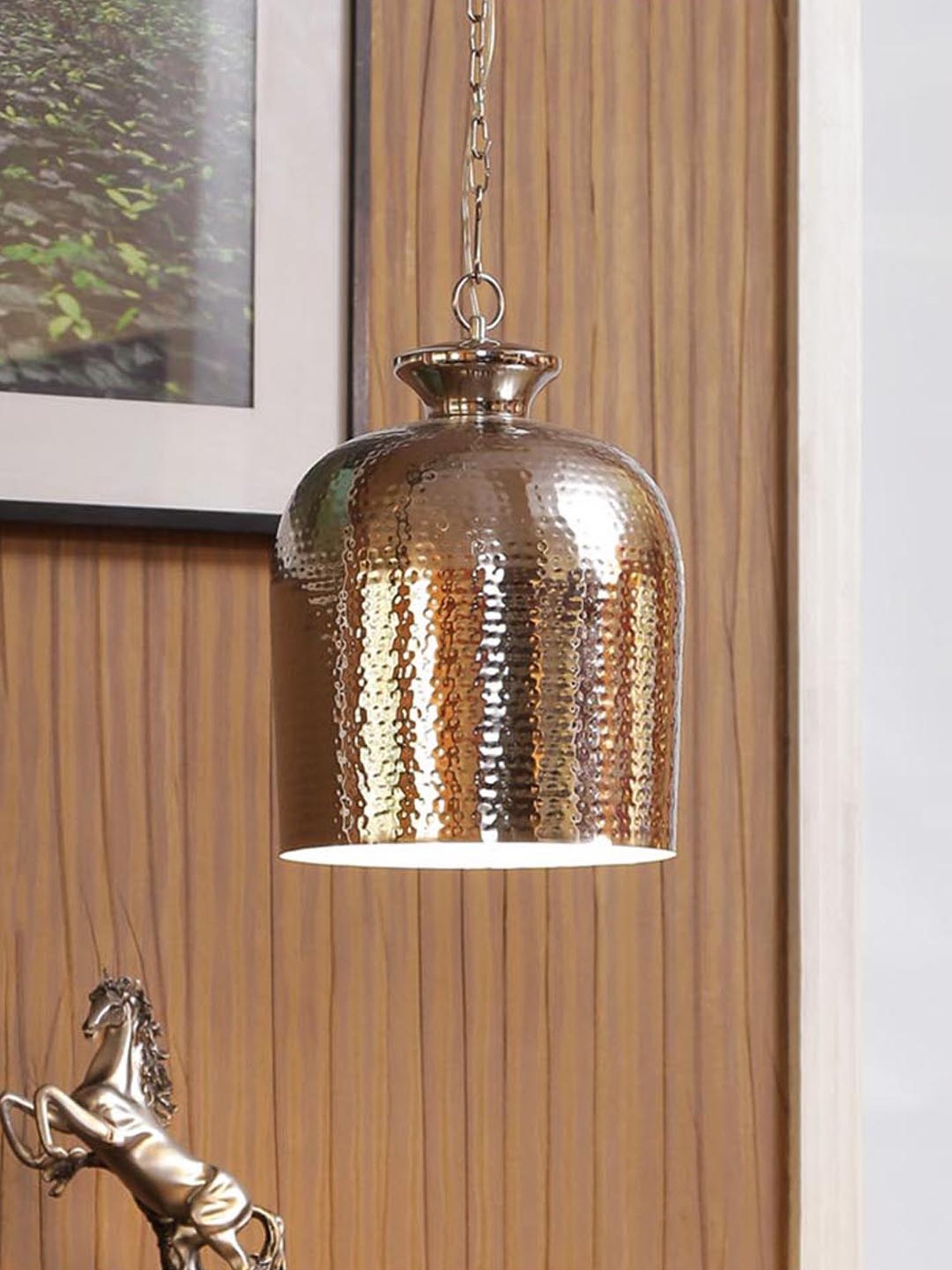 Kapoor E Illuminations Golden Steel Pendant Light - Set of 1