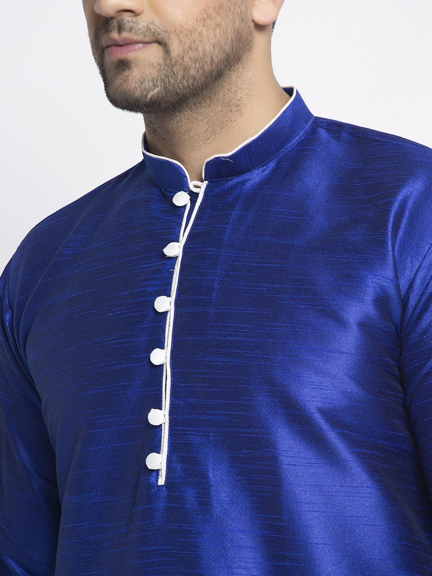 Benstoke Royal Blue & White Regular Fit Kurta Set