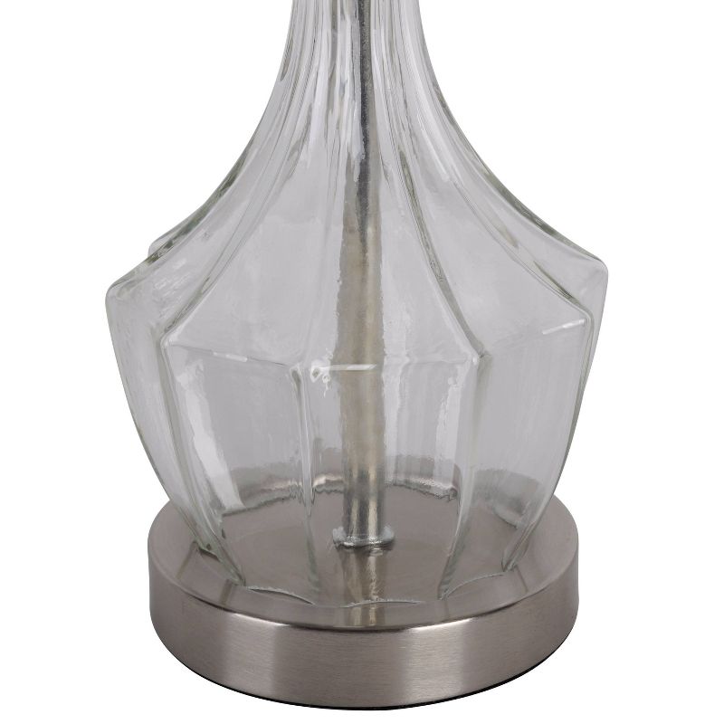 Translucent Glass Table Lamp Set with Brushed Steel Clear - Decor Therapy