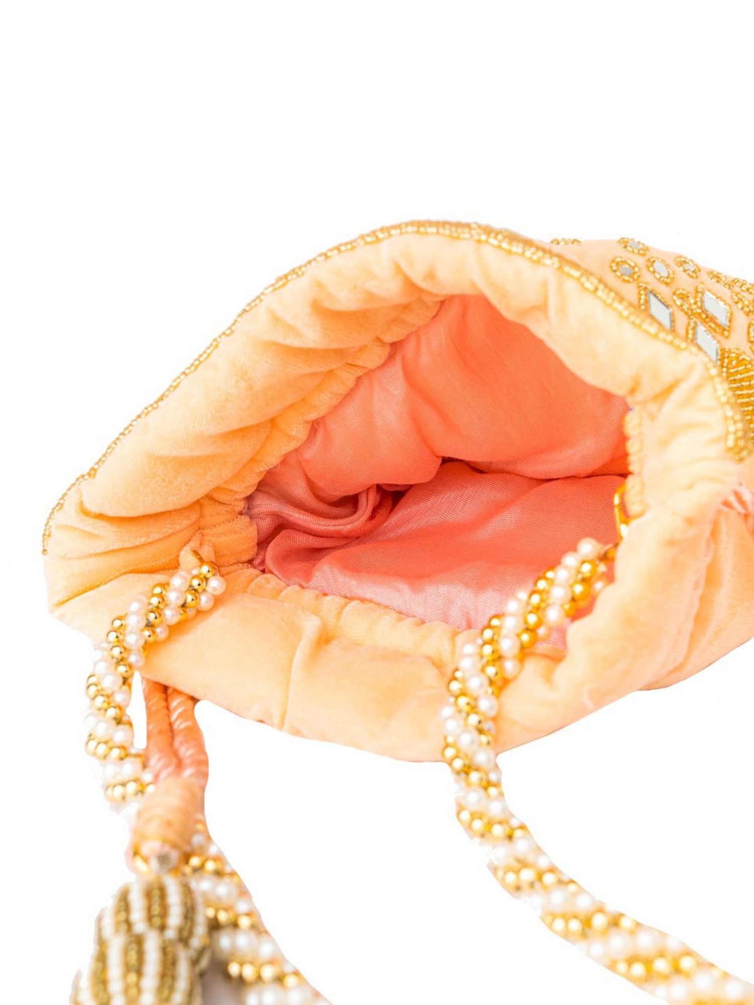 NR by Nidhi Rathi Peach Embellished Potli