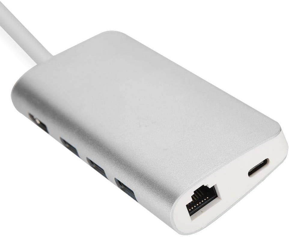 Zerone USB C to HDMI Adapter 3 in 1 USB C Adapter Multiport USB-C Hub, ype-c to Hub (3 x USB3.0)+ HDMI 4K + RJ45 Gigabit LAN + PD Charging + SD/TF Card Reader Silver