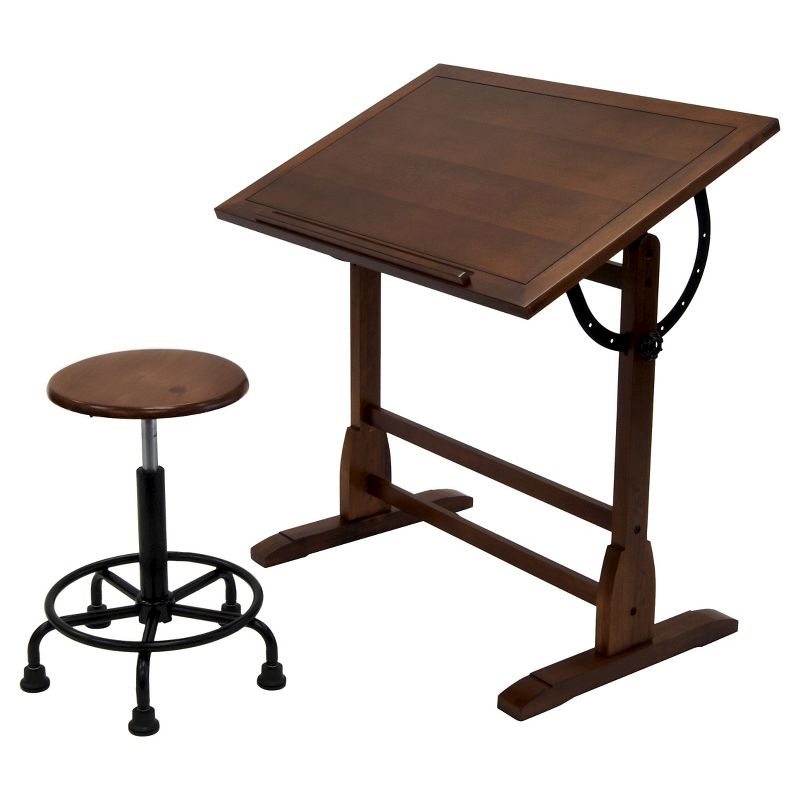 Retro Wood Stool - Rustic Oak