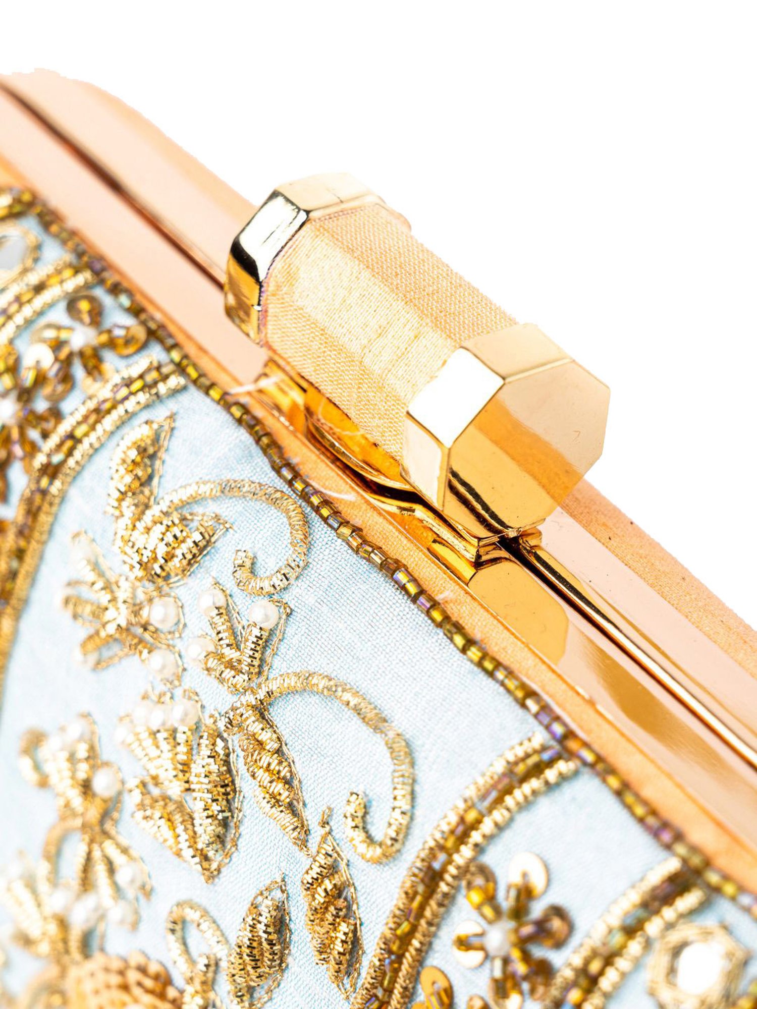 NR by Nidhi Rathi Beige Fabric Clutch