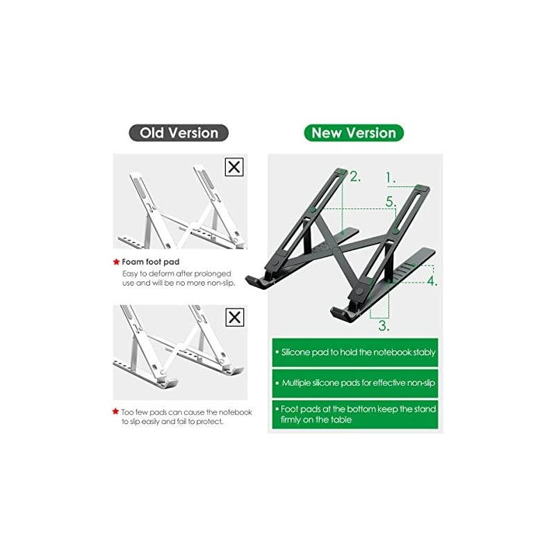 Upgraded Laptop Stand,  Adjustable Aluminum Notebook Stand for Desk with Magnet, Portable Foldable Laptop Holder Compatible with All 10-15.6in Laptops (Gray)