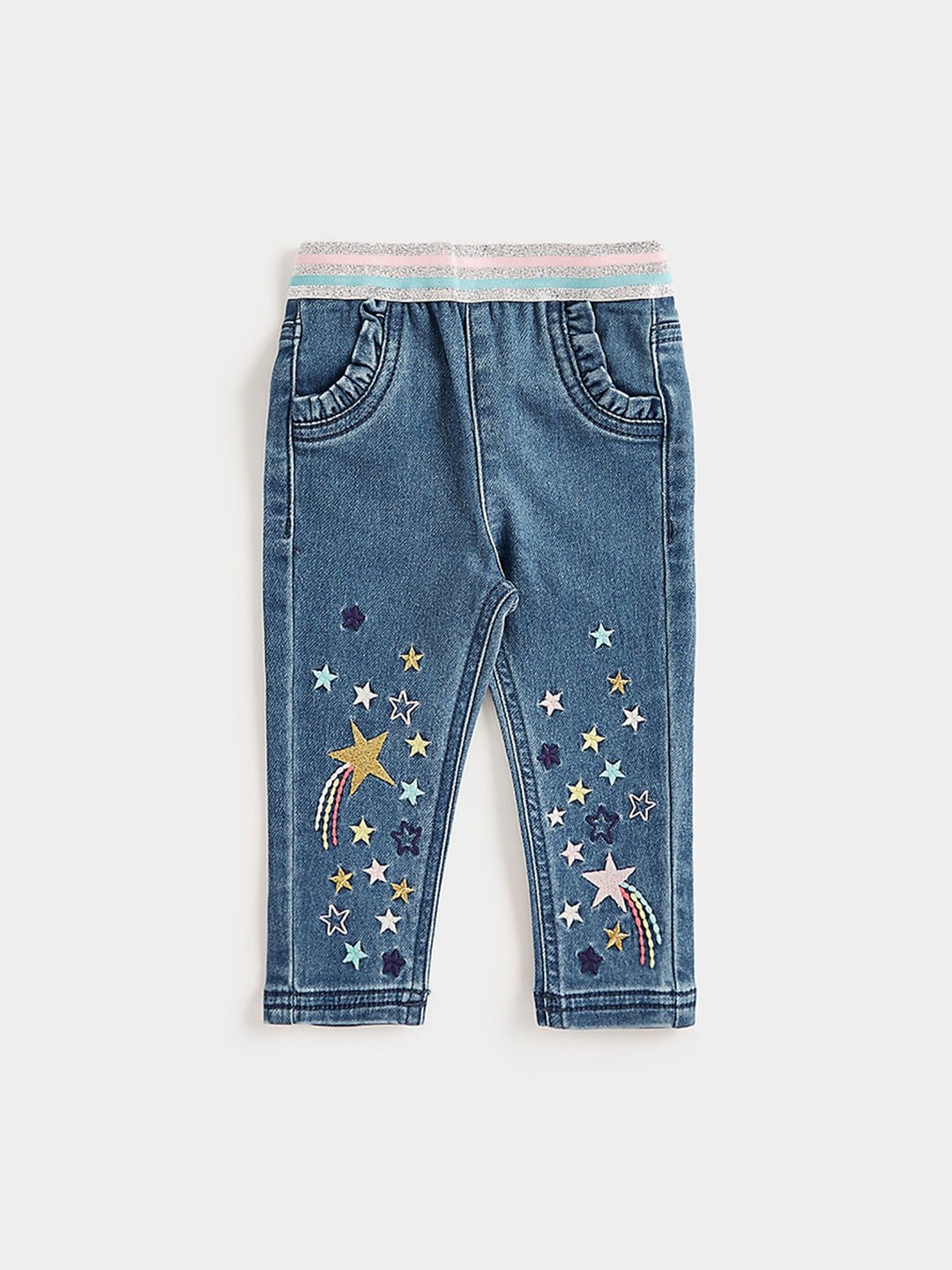 Mothercare Kids Blue Embroidered Jeggings