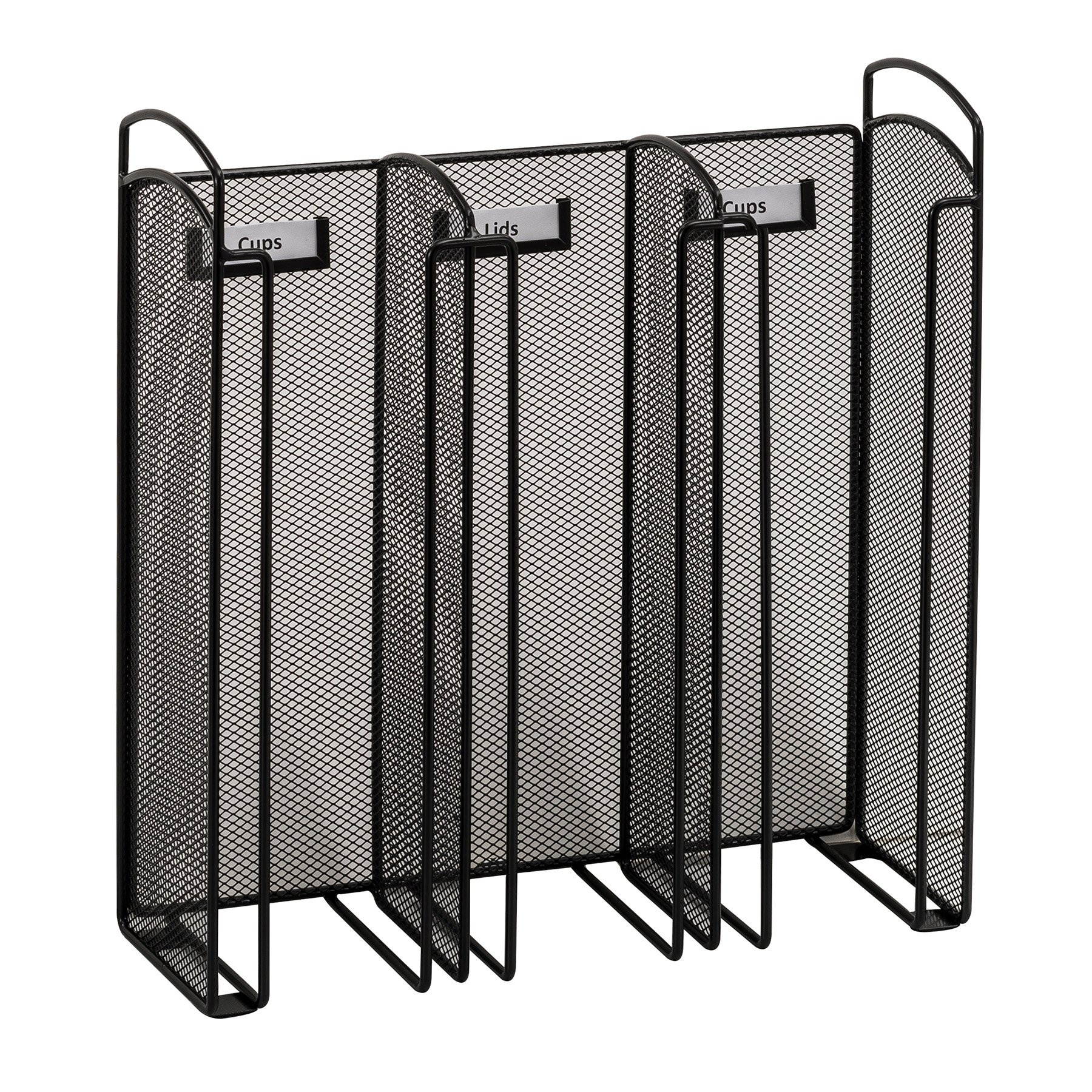 Safco Onyx Mesh Cup and Lid Holder, Black-BL