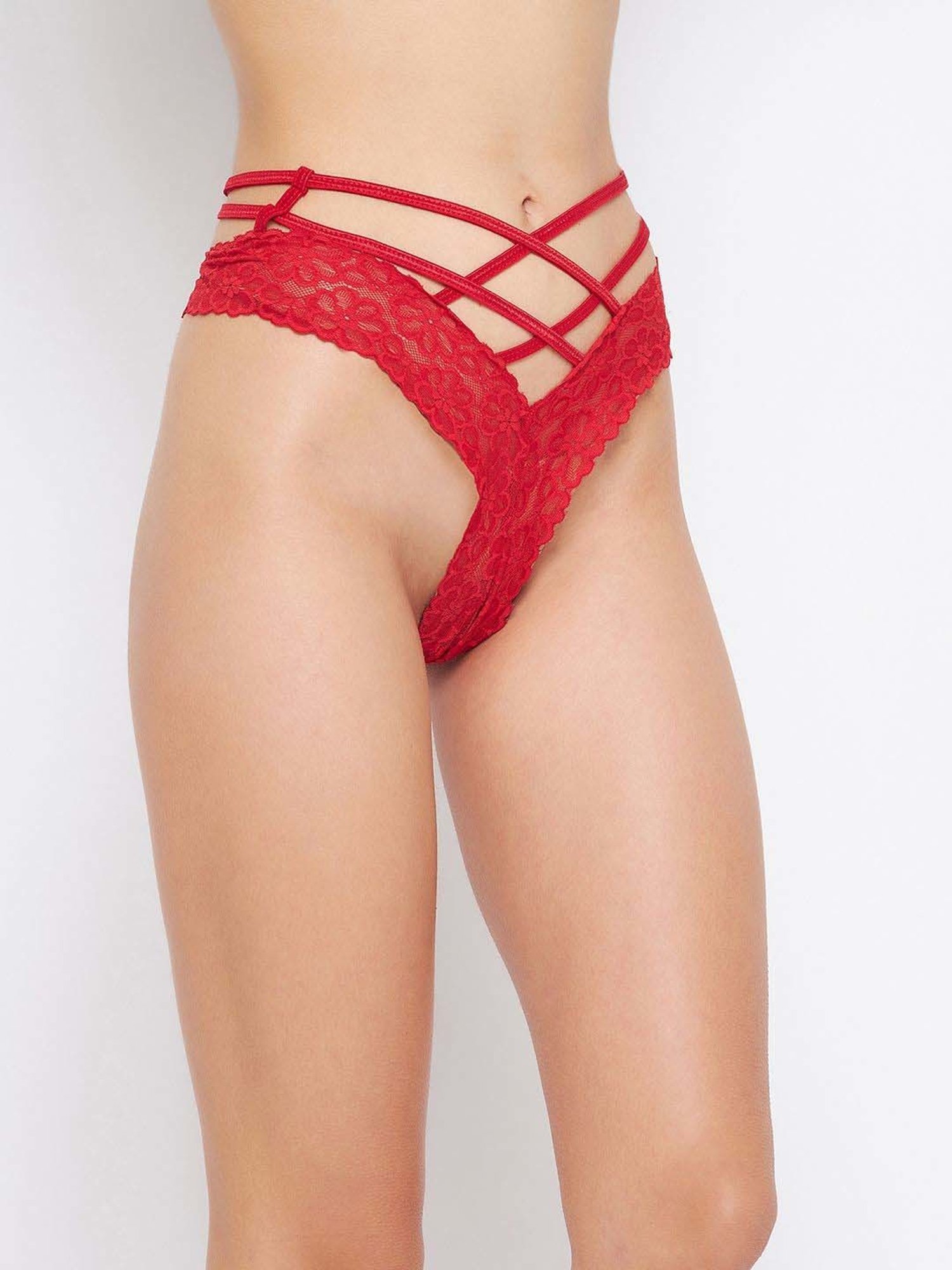 Secrets By ZeroKaata Black & Red Lace Work Hipster Panty - Pack Of 3