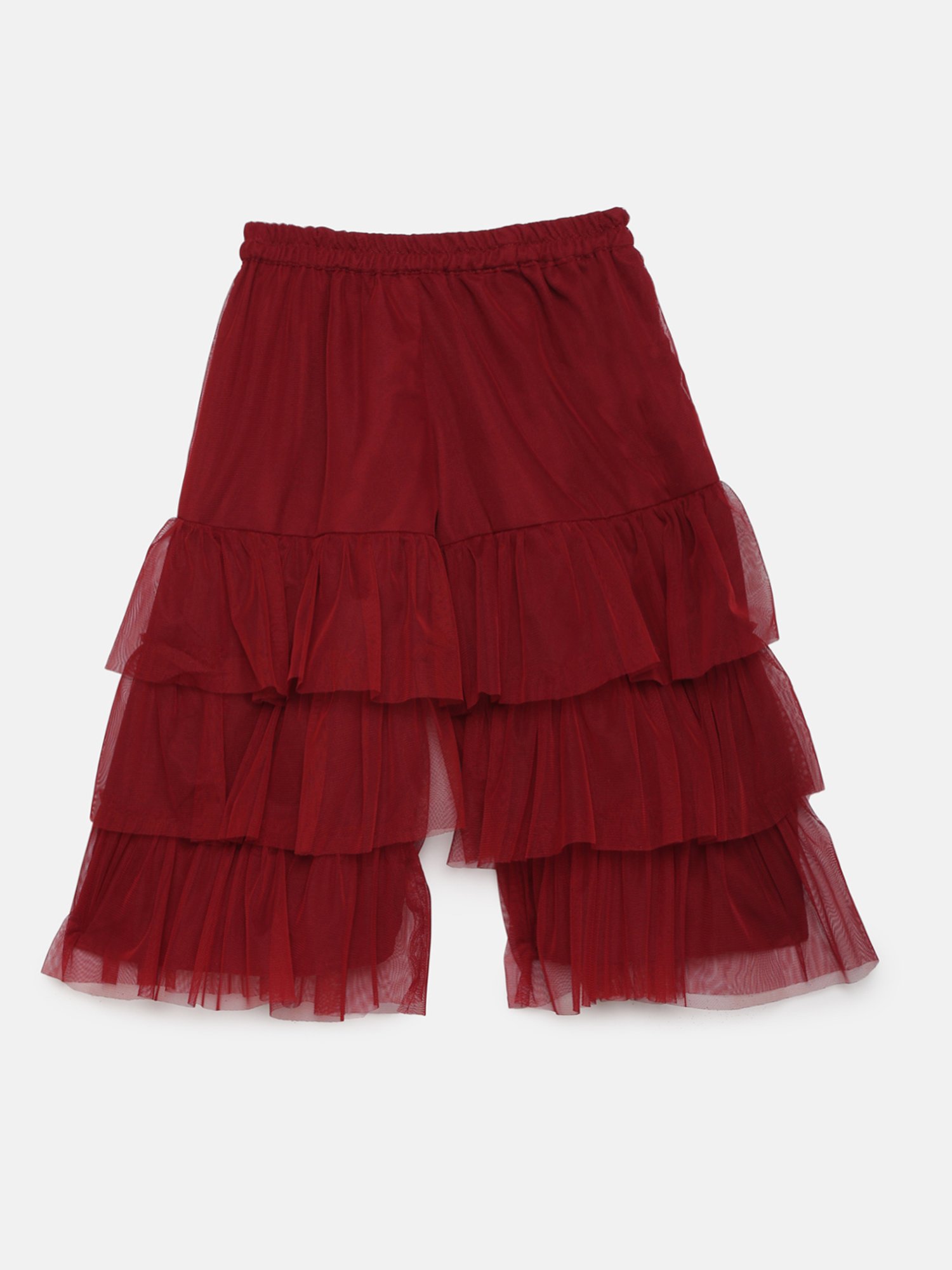 TWISHA Kids Yellow & Maroon Embellished Top with Sharara