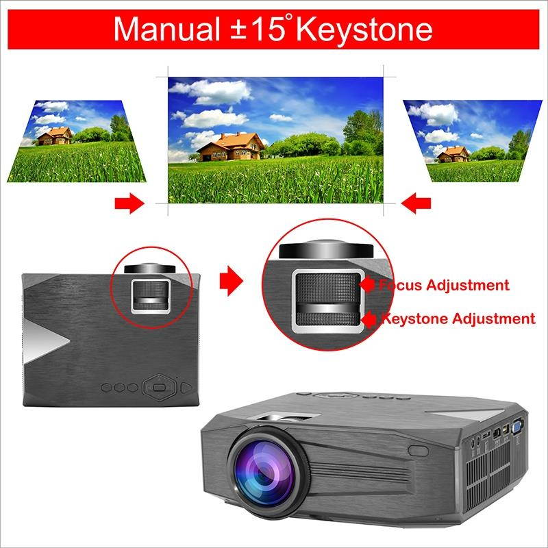 80 lumens 1080P HD Multimedia Mini Portable LED Projector, Support HDMI / VGA / AV / USB / SD Card, Model: H80(Black)