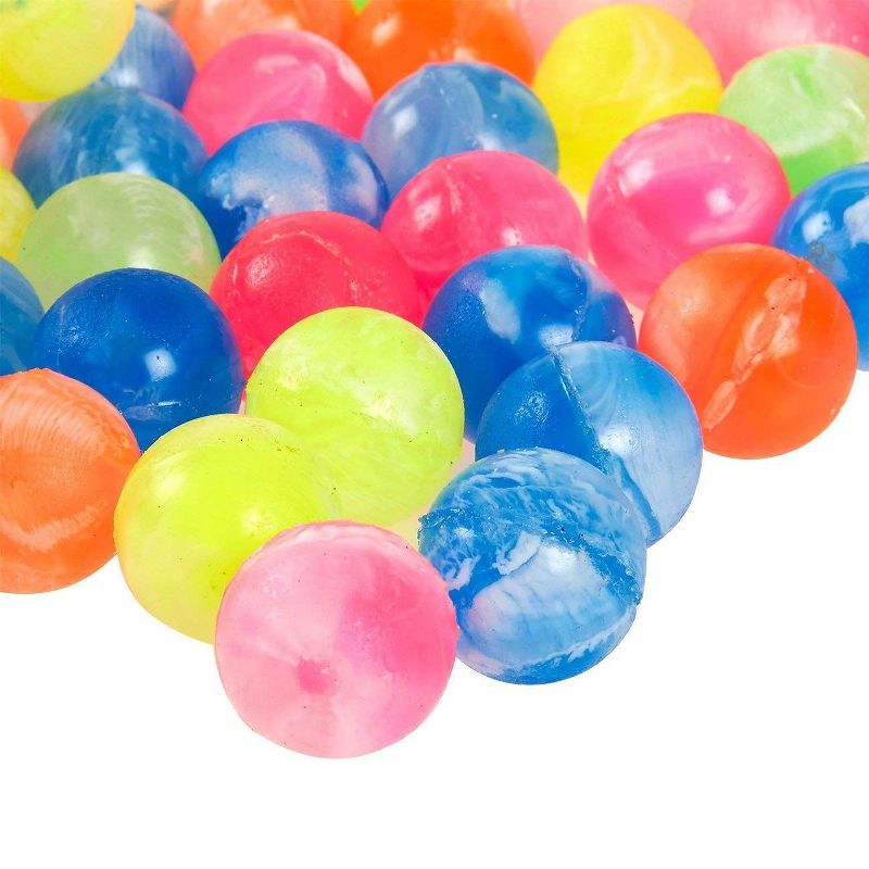 Juvale 100-Pack Mini Bouncy Balls Toys Party Favors, Marble Assorted Neon Colored, 0.73" in Diameter