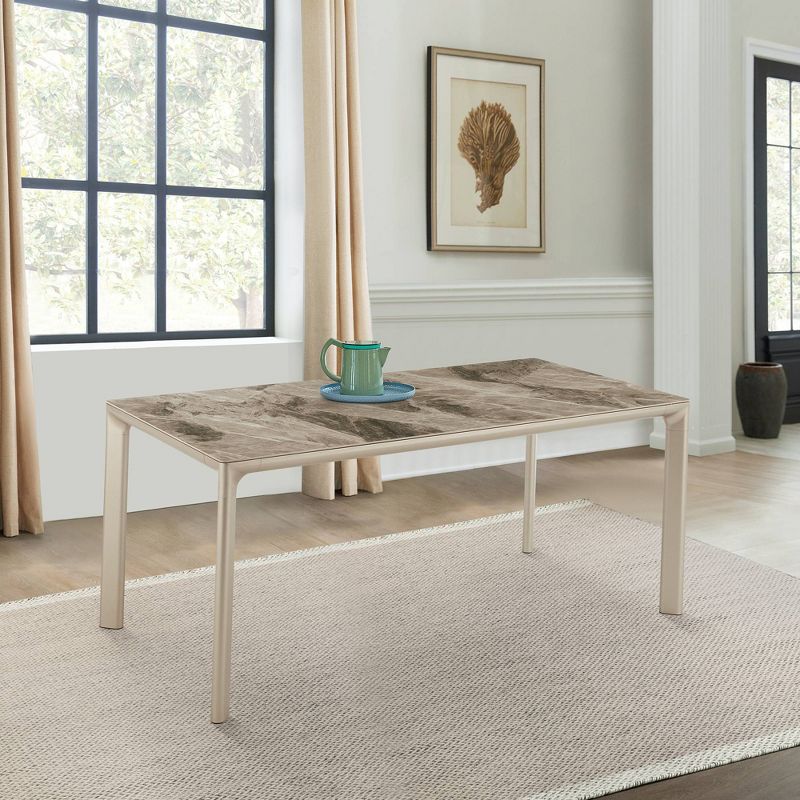 Otello Ceramic and Metal Rectangular Dining Table Silver - Armen Living
