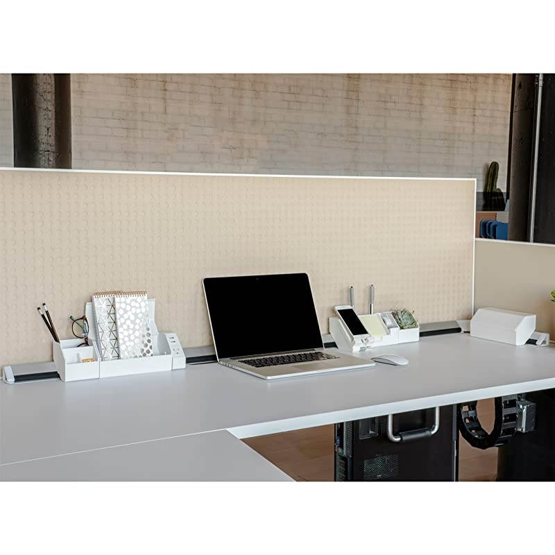 Konnect 17Piece Desktop Organizer Kit Includes Cable Management Rails Power Hub Charging Phone Dock Tape Dispenser Sticky Notes Storage Bins Black KTCKIT5BLK