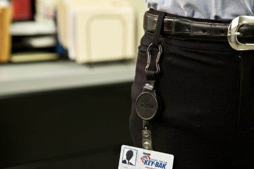 KEY-BAK MID6 Retractable Carabiner I.D. Badge Holder with 36" Polyester Cord, 6 oz. Retraction, Steel Carabiner