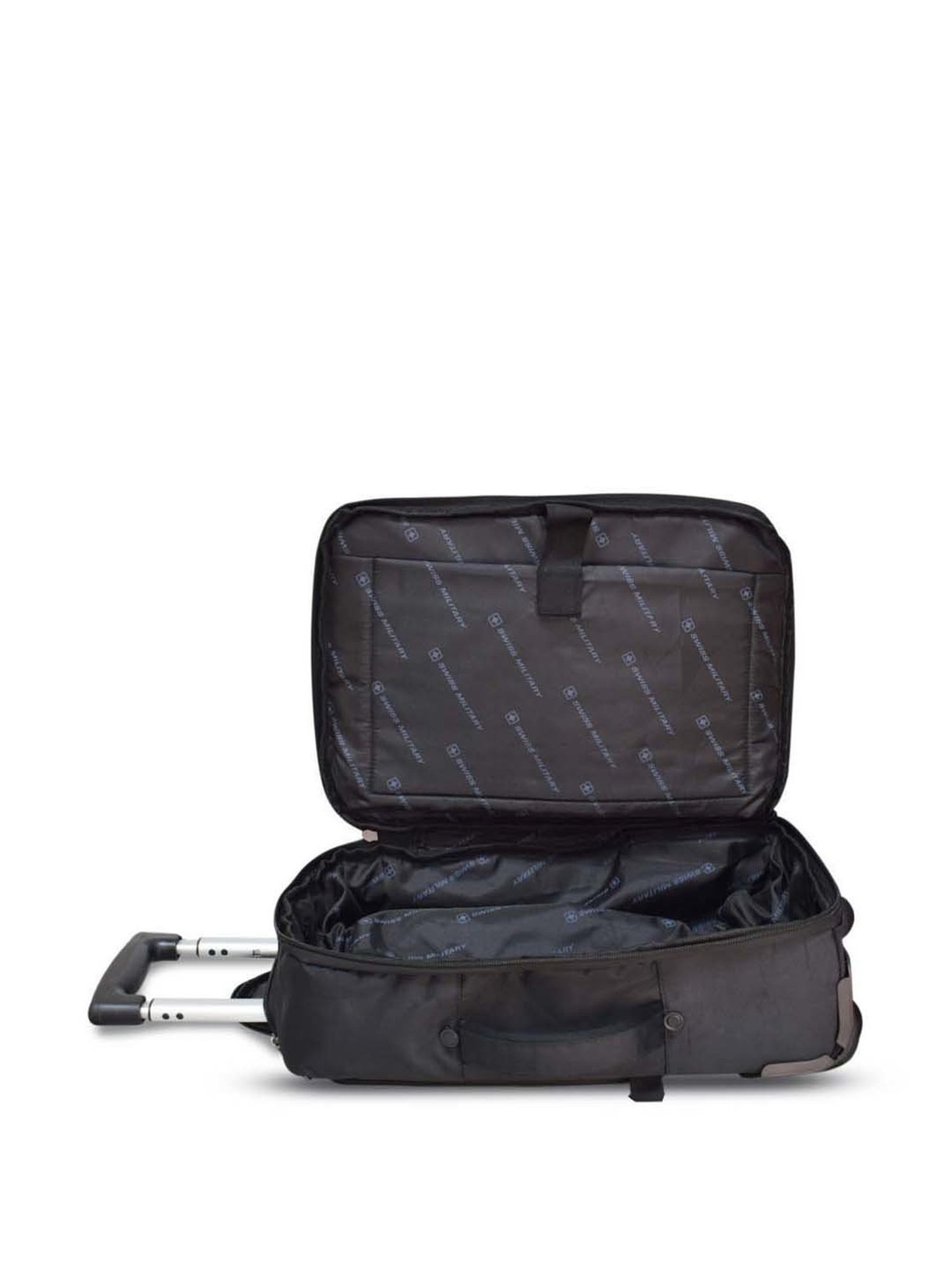 Swiss Military Black Solid Soft Small Laptop Trolley Backpack - 44 cm