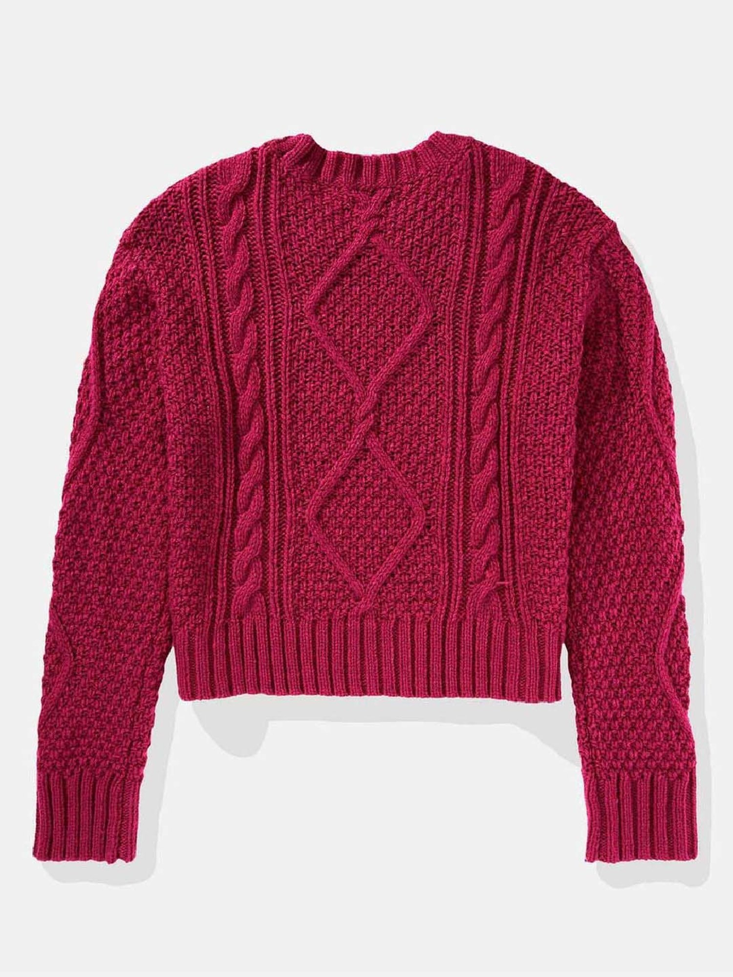 American Eagle Outfitters Pink Crochet Pattern Sweater
