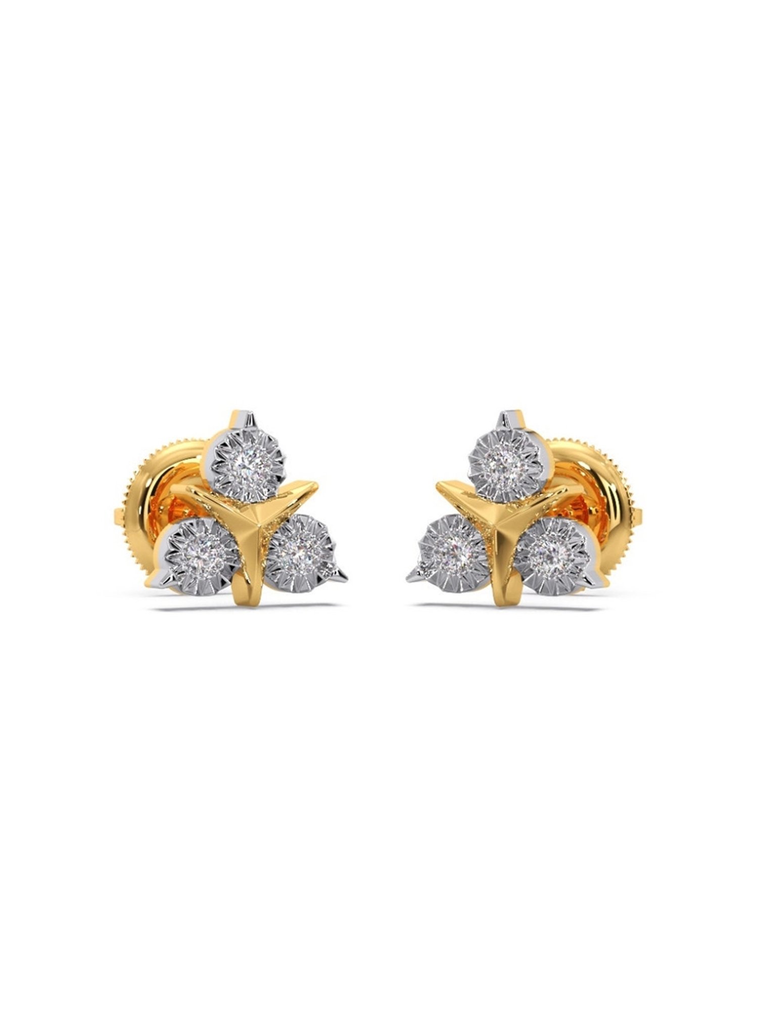 Candere by Kalyan Jewellers Spear 18k Yellow Gold & Diamond Stud Earrings
