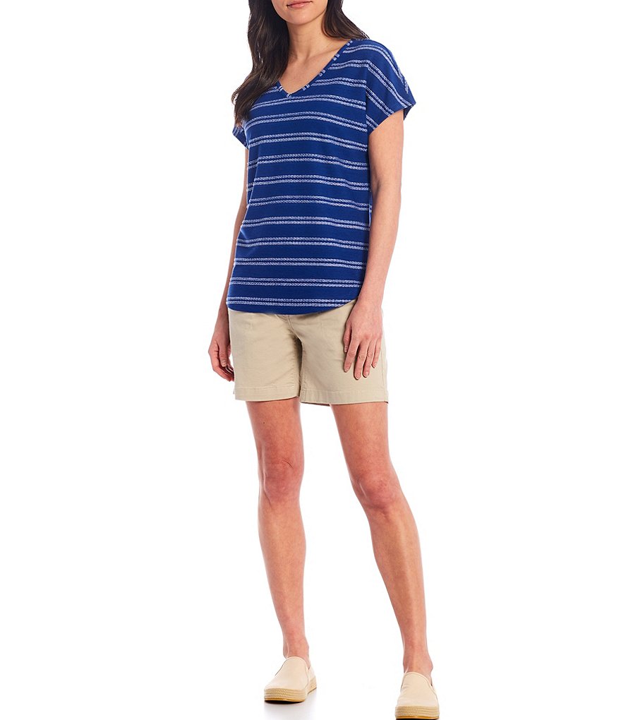 Westbound Short Sleeve Textured V-Neck Top