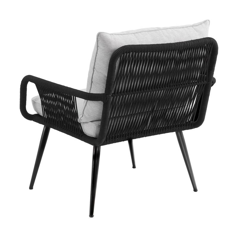 Andover 3pc Outdoor Conversation Set with Two Rope Chairs & Cocktail Table - Charcoal - Alaterre Furniture