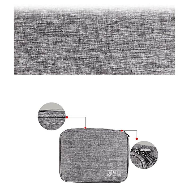 Double Layers Electronics Organizer Bag,  Protable Accessories Carrying Case Cable Organizer Bag Waterproof Cable Storage Bag for Charging Cable, Power Bank, Cellphone, USB and More(Blue)