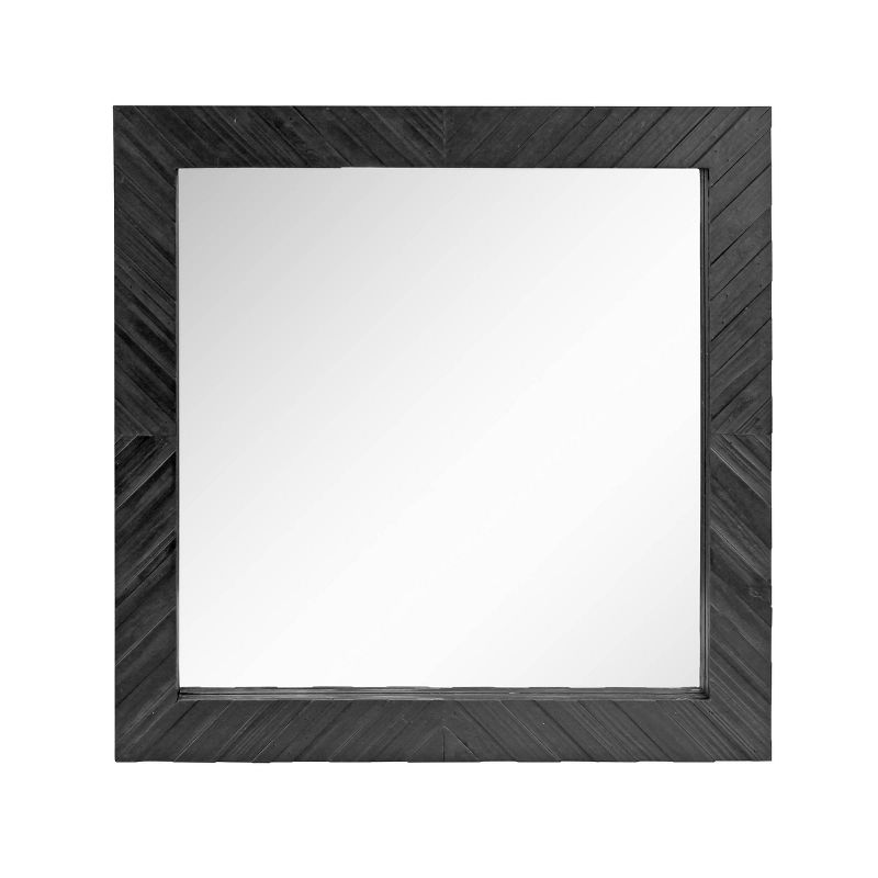 Wood Chevron Decorative Wall Mirror Black - Stonebriar Collection