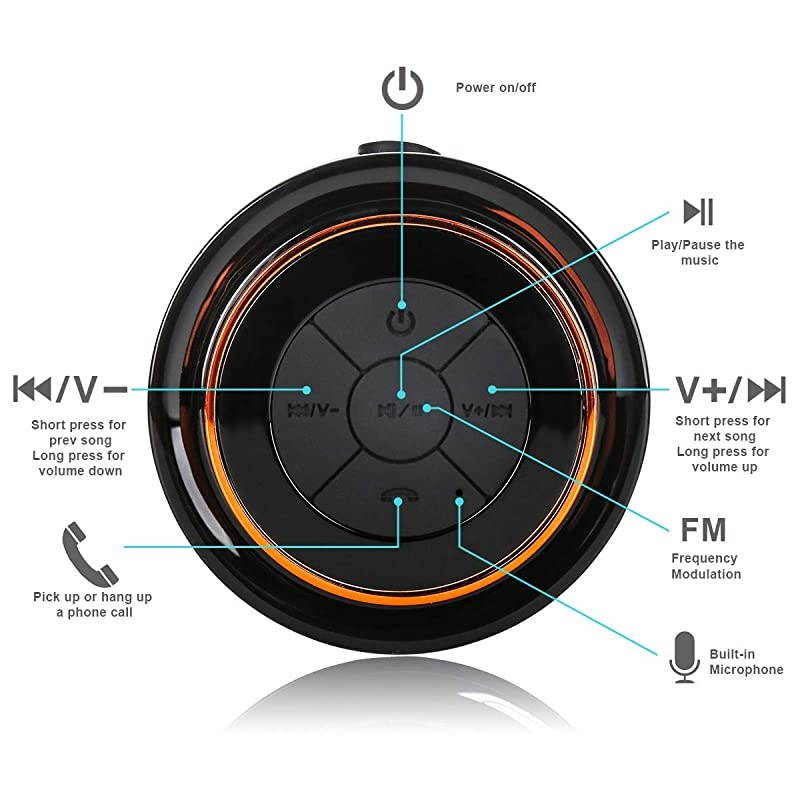 Bluetooth Shower Speakers  Portable Wireless Waterproof Speaker with FM Radio amp Suction Cup Pairs Easily to Your Bluetooth Devices Phones Tablets Computer Black amp Orange