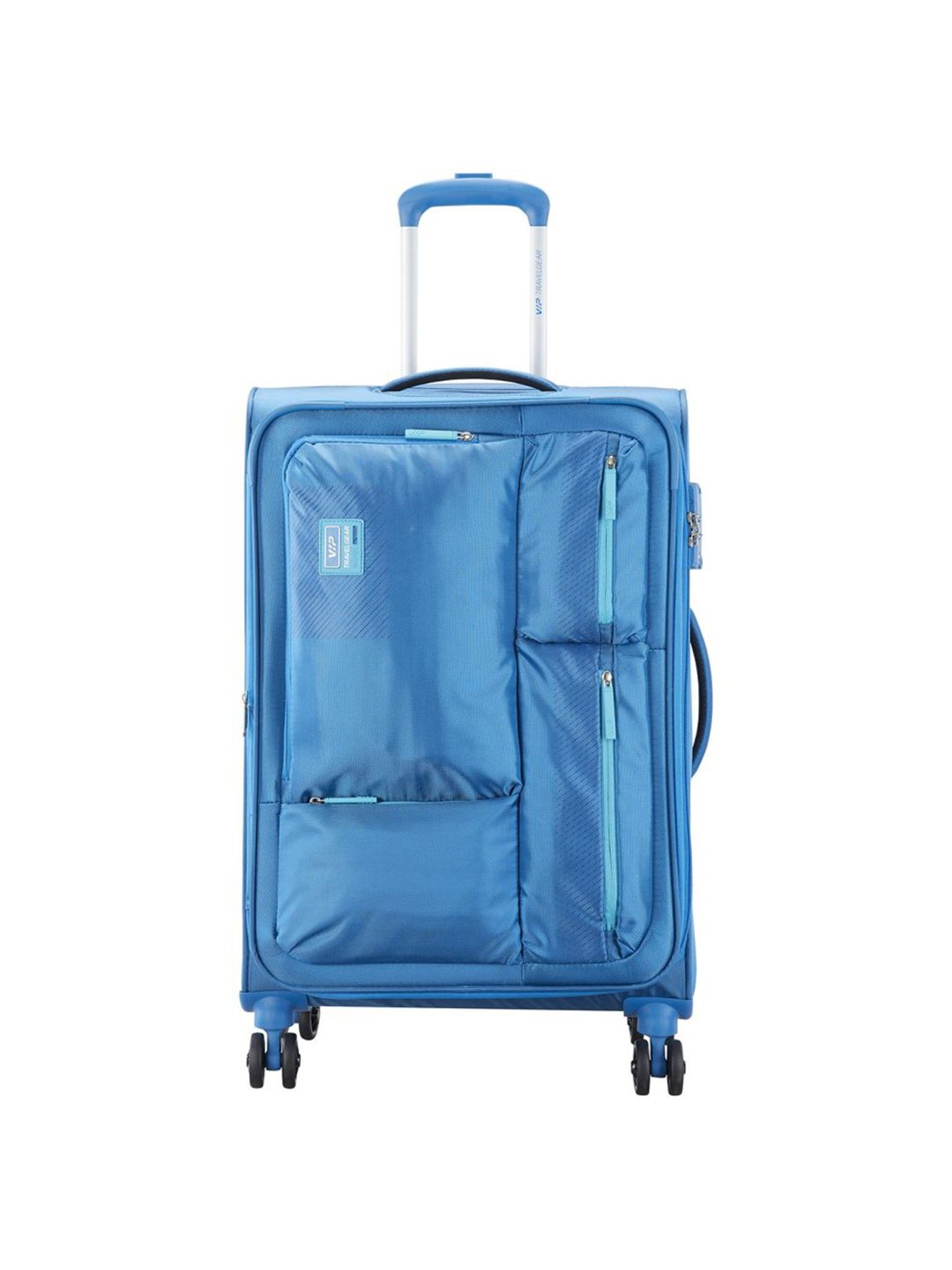 VIP Adept Blue Solid Soft Medium Trolley Bag - 33 cm
