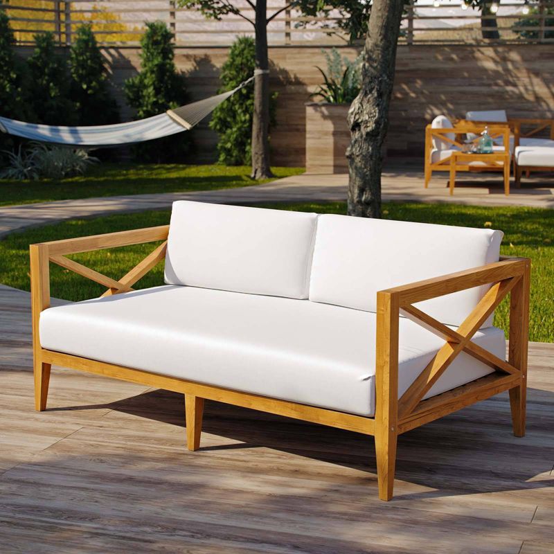 Northlake Outdoor Premium Grade A Teak Wood Patio Sofa White - Modway