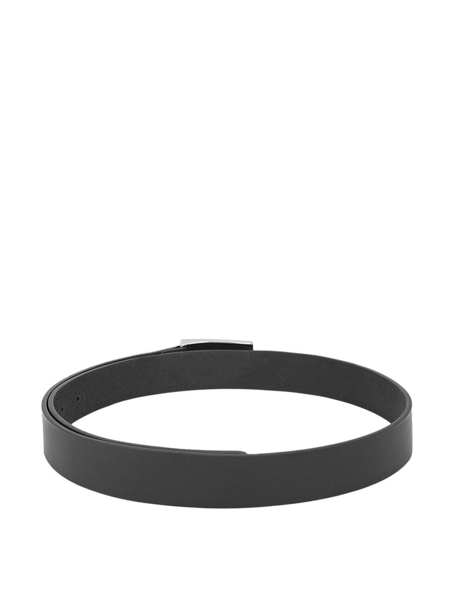BELWABA Black Textured Formal Leather Belt for Men