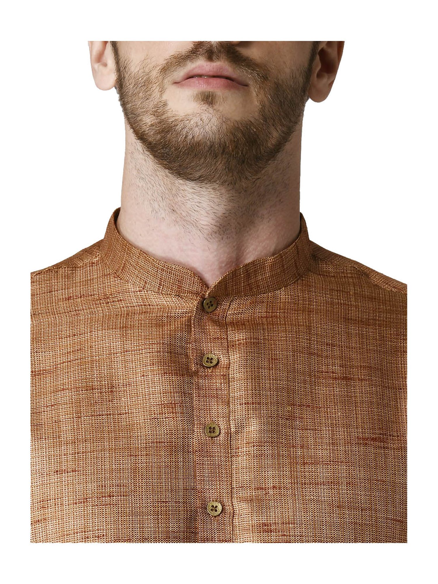 Tabard Brown & Beige Solid Regular Fit Kurta & Churidar Set