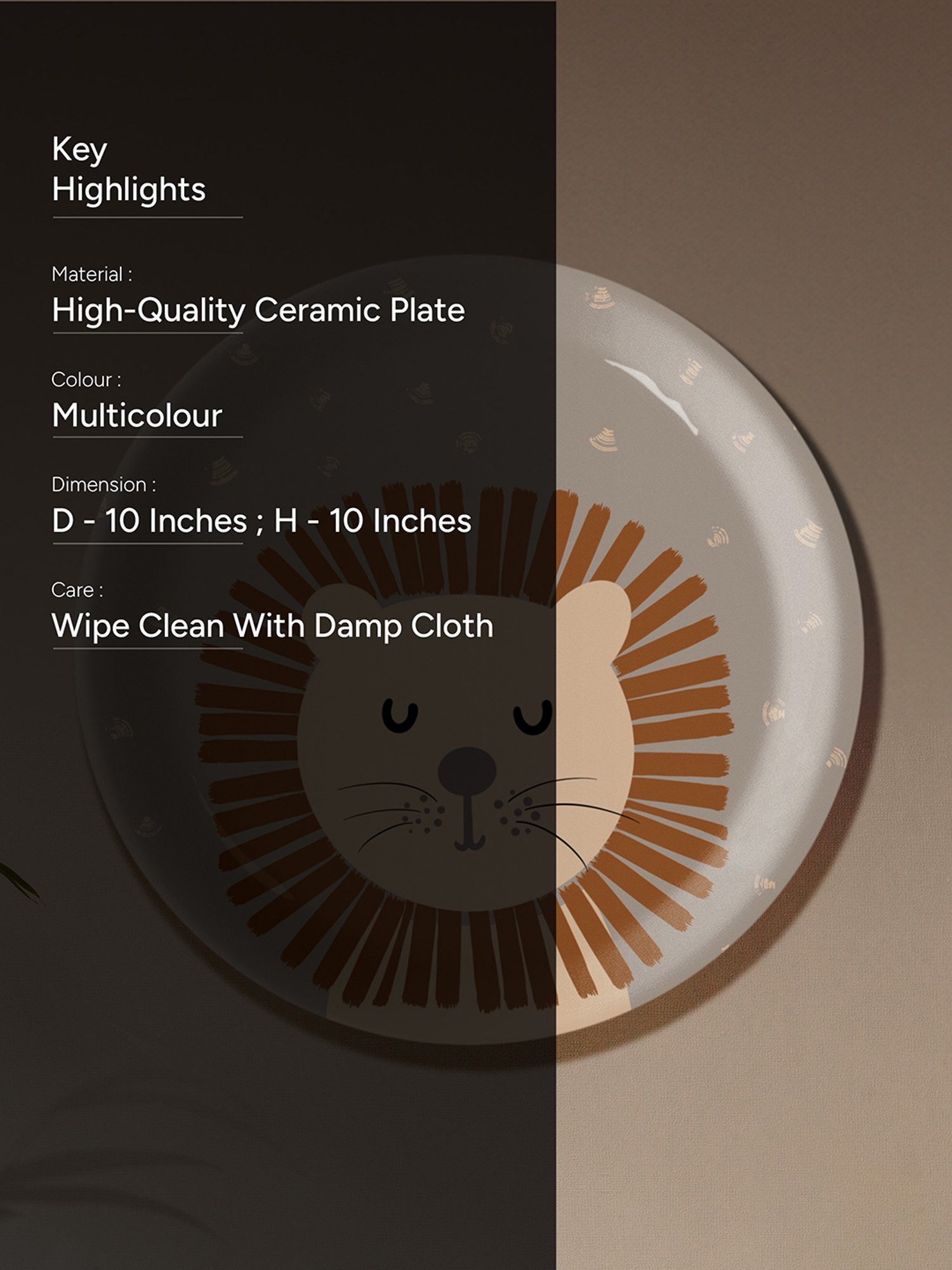 Nestroots Colorful Companions Grey Porcelain Decorative Wall Plate