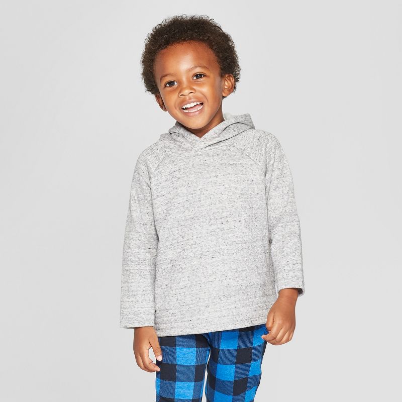 Toddler Boys' Cozy Back Fleece Hoodie - Cat & Jack™ Heather Gray 12M
