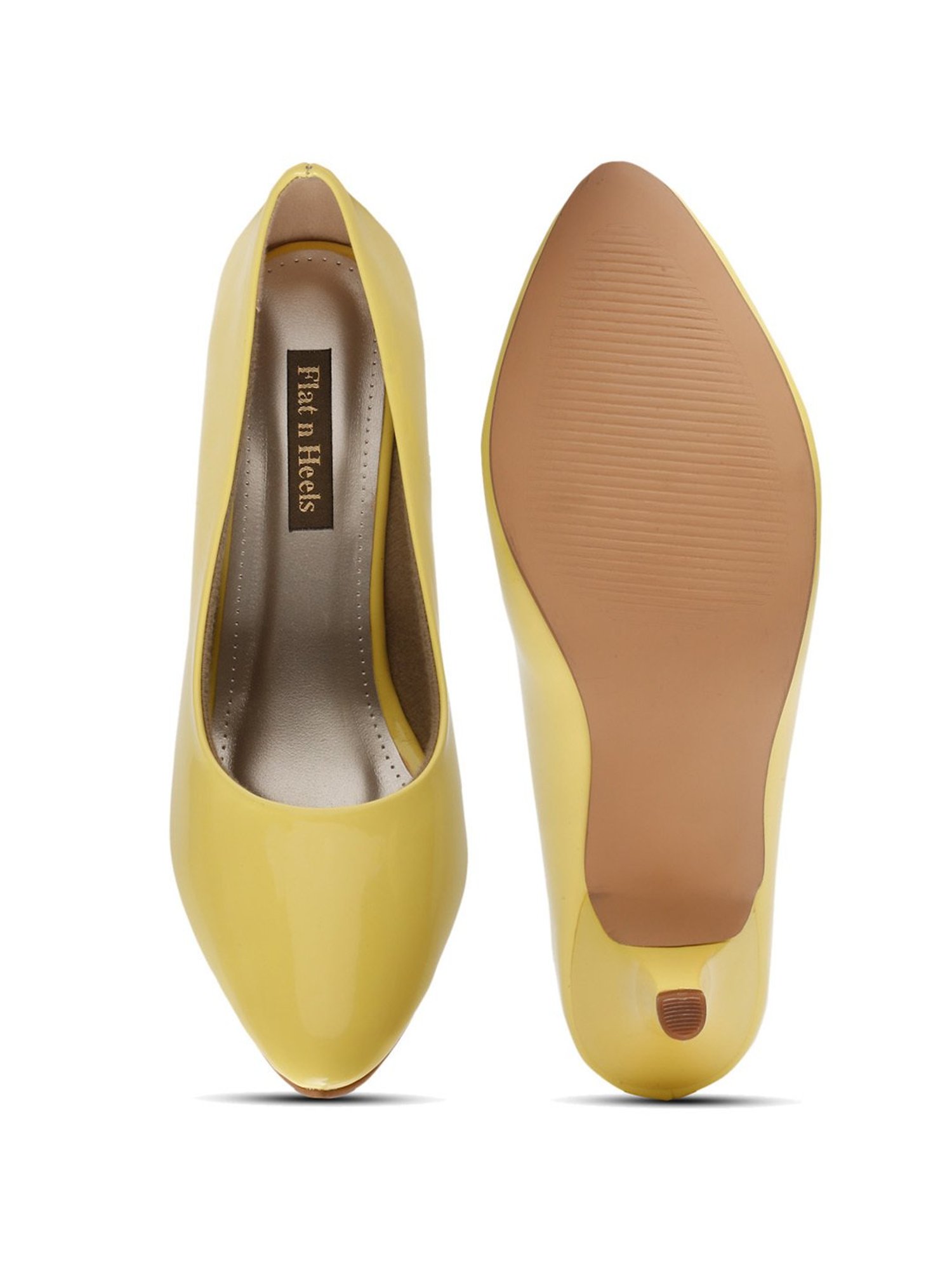 Flat N Heels Women's Yellow Stiletto Pumps
