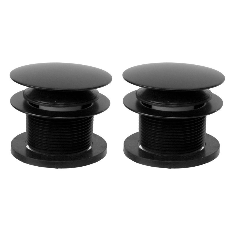 Westbrass 1.5 Inch Diameter Round Mushroom Cap Tiptoe Drain Bathtub Trim Set with Floating Overflow Faceplate, Matte Black (2 Pack)