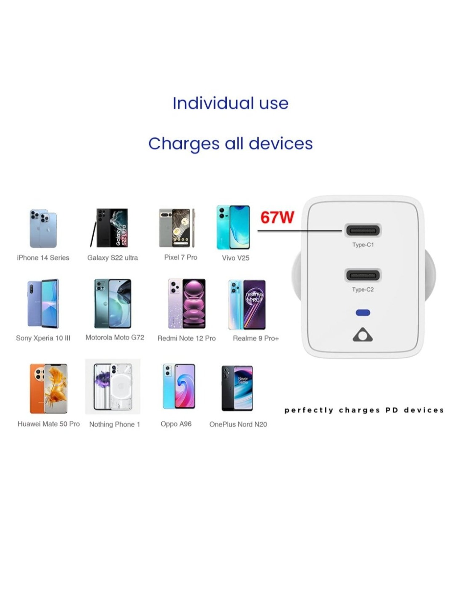 Stuffcool Nuevo PD20W Smallest Wall Charger for Latest iPhone 15,14,13,12 (Blue)