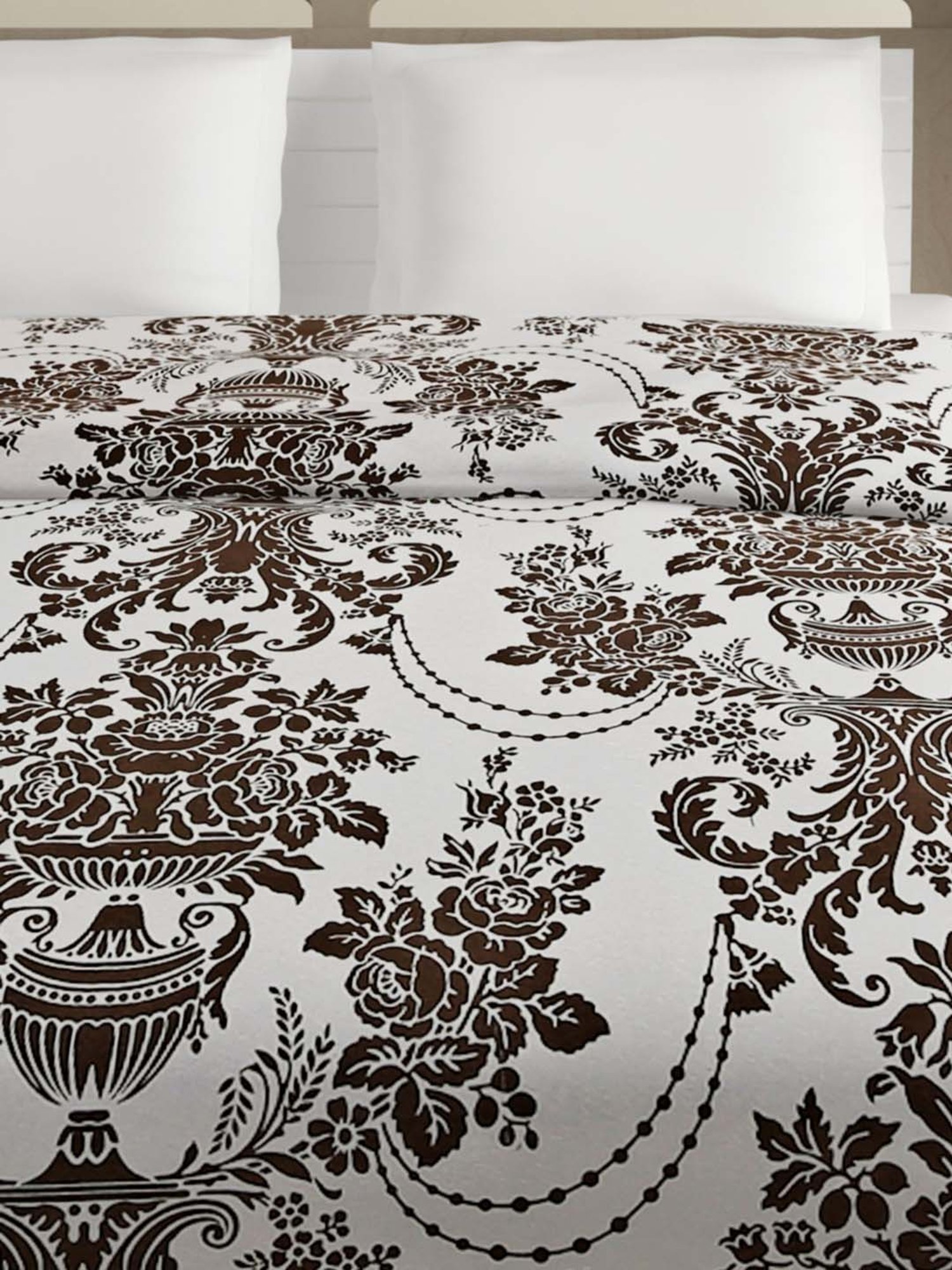 Swayam Sparkle White & Brown Cotton Blend 120 TC Comforter - Set of 1