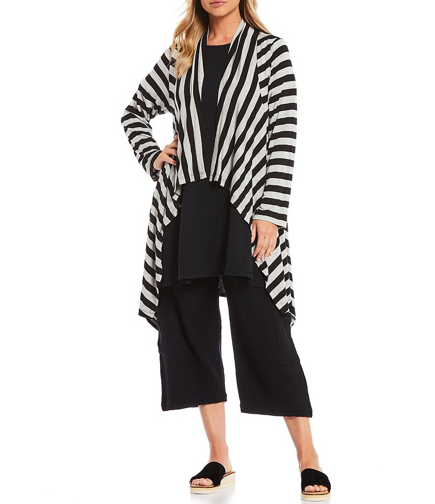 Bryn Walker Kai Jersey Stripe Open Front Long Sleeve Jacket