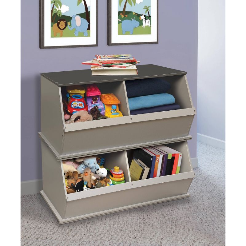 Badger Basket 2 Bin Stackable Storage Cubby Gray
