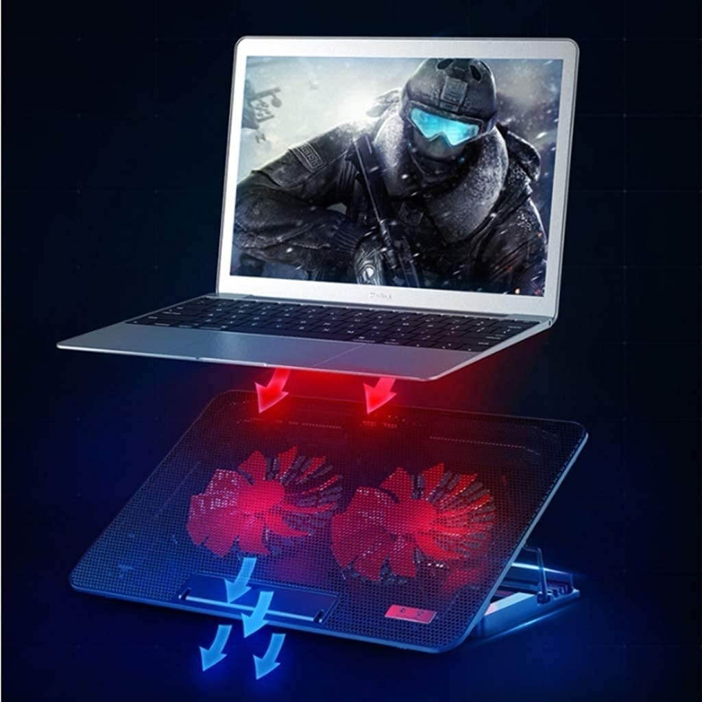RGB Laptop Cooling Pad with 6 Quiet LED Fans 5 Heights Adjustable and Phone Stand, Dual USB Ports Gaming Laptop Cooler for 11"-18" Gaming Laptops (Blue)