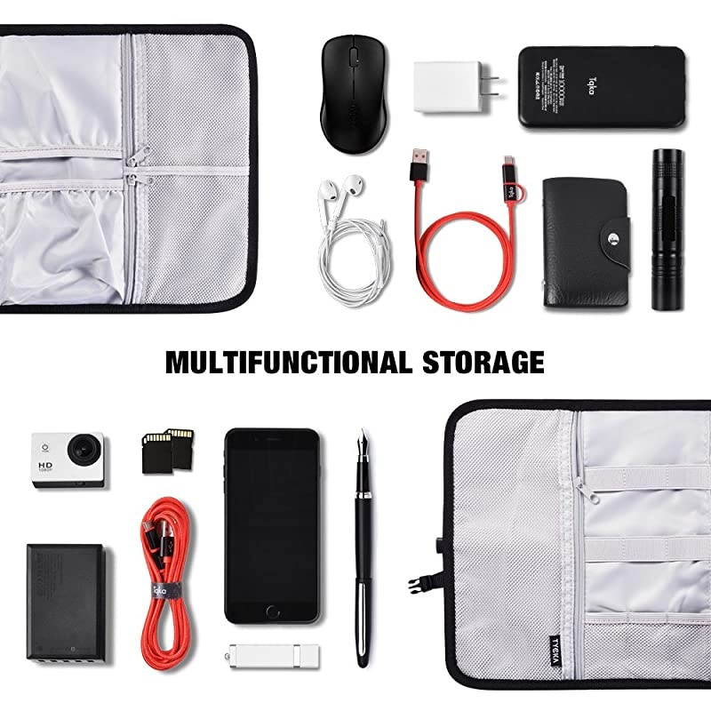 Folded Travel Organizer Electronics Bag Small Carry Case for Cable Cord USB SD Cards Chargers Deep Gray