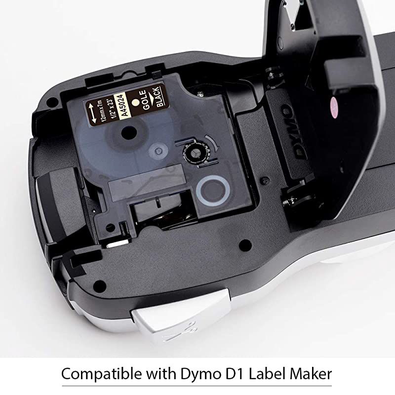D1 Label Tape 12mm Refills for DYMO LabelManager 160 210D 260P 280 360D 420P 450D PnP 500TS Label Maker Black on RedYellowBlueGreen WhiteGold on Black 12 Inch x 23 Feet