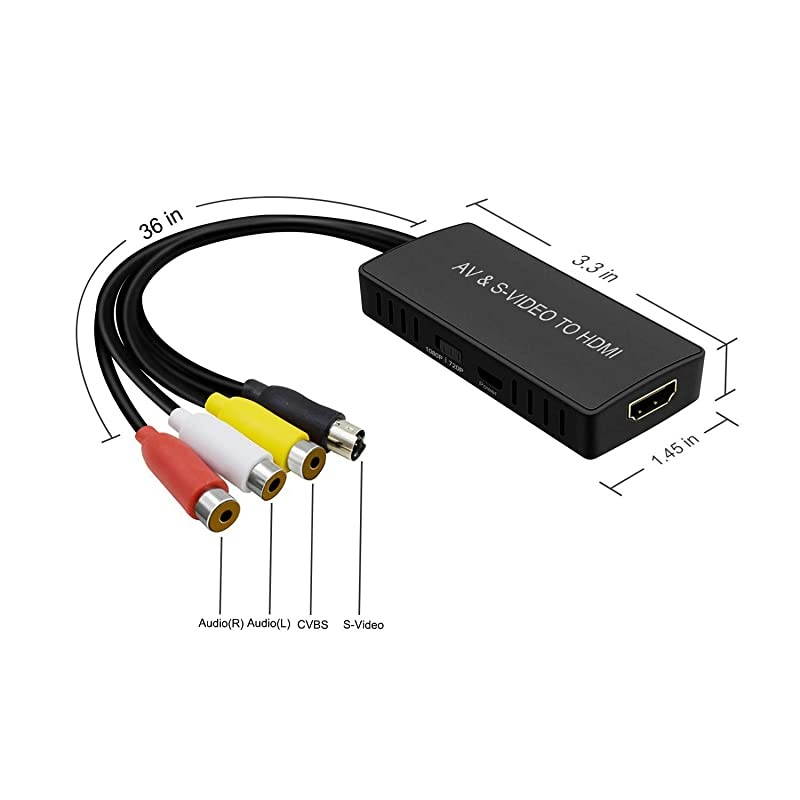 to HDMI Converter, PS2 HDMI Adapter, AV to HDMI Adapter Support 1080P, PAL/NTSC Compatible with WII, WII U, PS one, PS2, PS3, STB, Xbox, VHS, VCR, Blue-Ray DVD Players