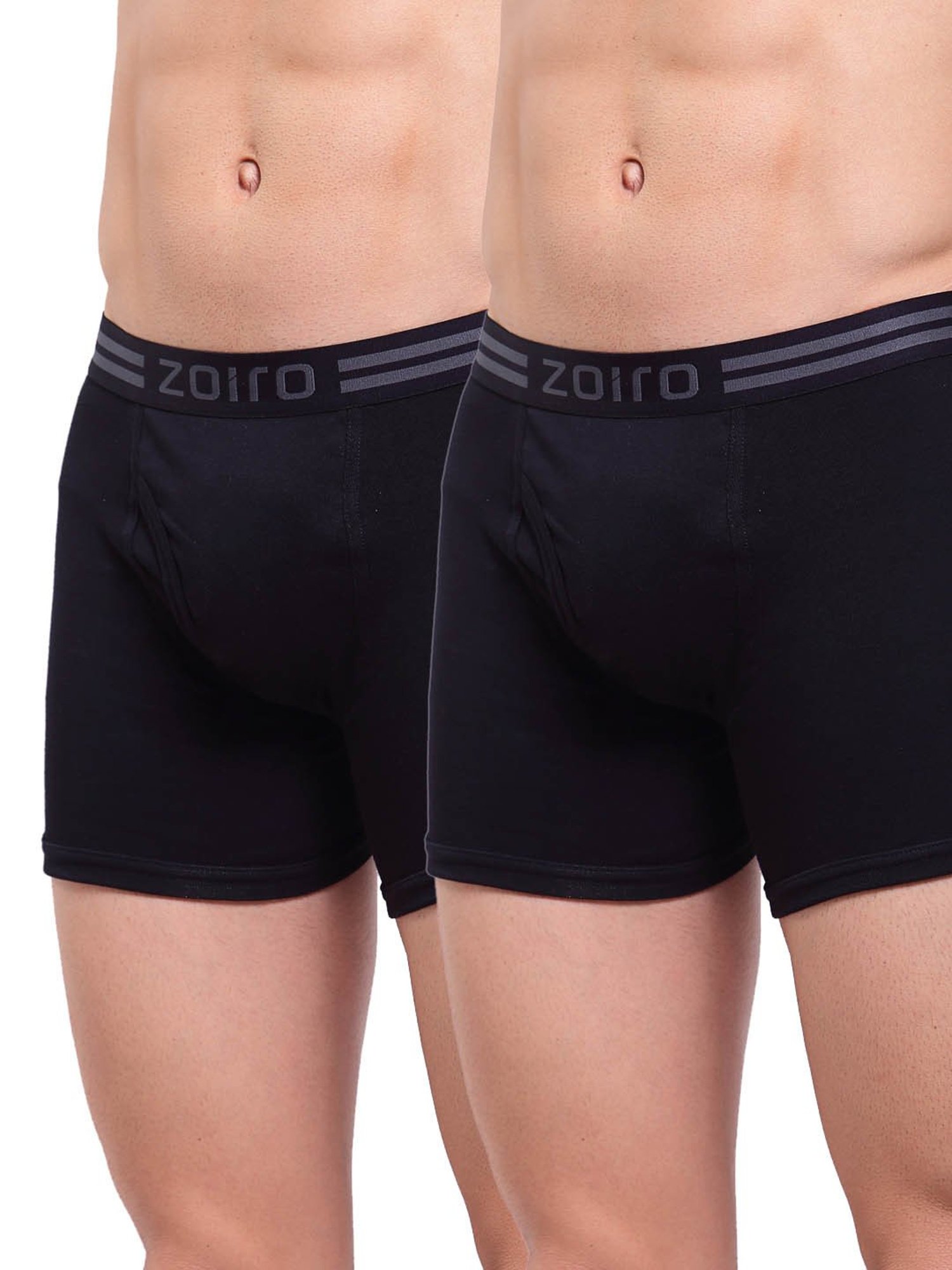 Zoiro Black Cotton Regular Fit Trunks - Pack Of 2