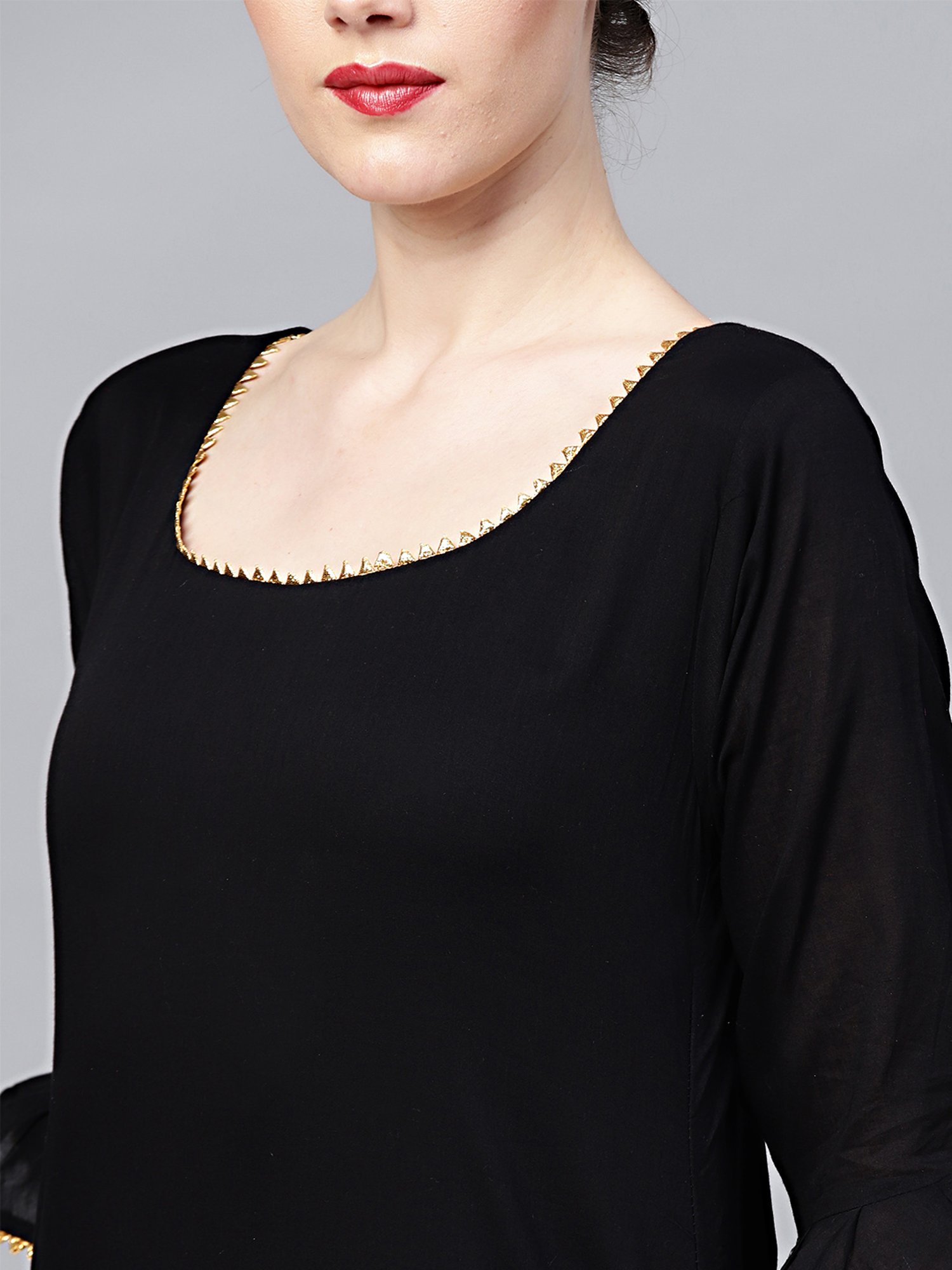 Chhabra 555 Black Cotton Kurta Sharara Set With Dupatta