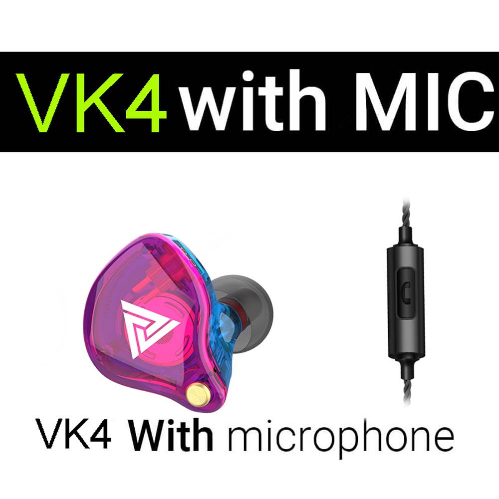 QKZ VK4 3.5mm Wired Headphones In-ear Sports Headset Moving Coil Music Earphones In-line Control with Mic Detachable Replaced Cable