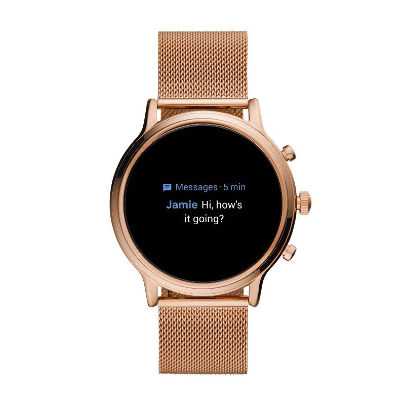 Fossil Gen 5 Smartwatch Julianna HR 44mm - Rose Gold-Tone Stainless Steel Mesh