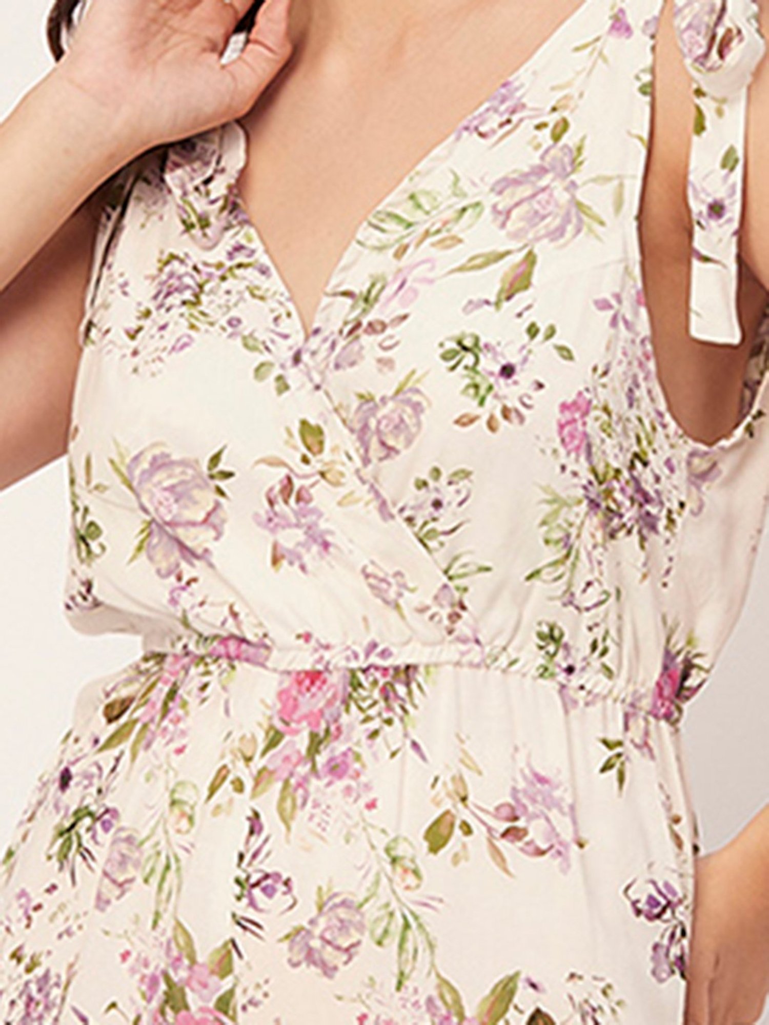 Moomaya White Floral Print Jumpsuit