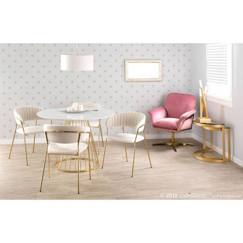 Canary Contemporary/Glam Dining Table Gold/White - LumiSource