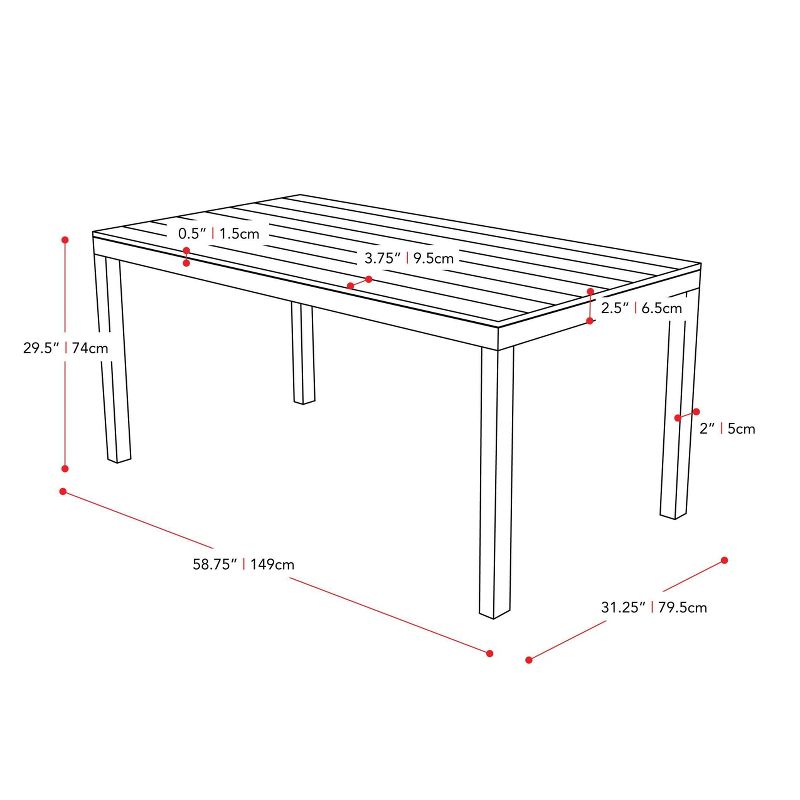 Brisbane Rectangle Outdoor Patio Dining Table - Black - CorLiving