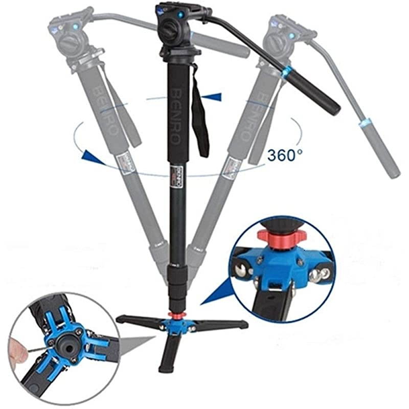 Aluminum 3 Series Twist-Lock Video Monopod Kit w/ 3-Foot Articulating Base and S2 Video Head (A38TDS2)